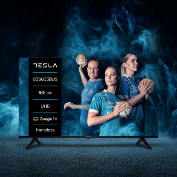 TESLA Televizor Tesla LED 65S635BUS, 164 cm, Smart Google TV, 4K Ultra HD, Clasa F, Negru