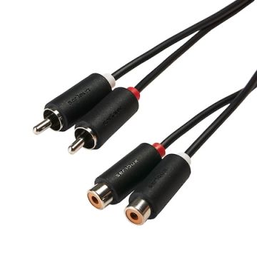 Cablu audio Serioux, 2 porturi RCA tata - 2 porturi RCA mama, 3m, negru