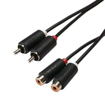 Cablu audio Serioux, 2 porturi RCA tata - 2 porturi RCA mama, negru