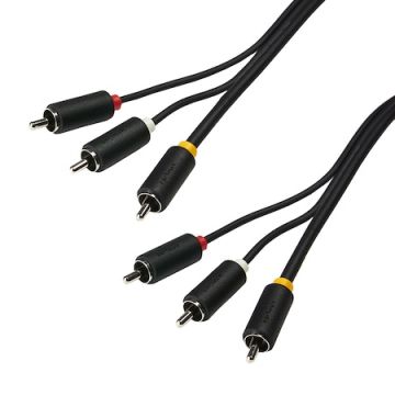 Cablu audio-video Serioux, 3 porturi RCA tata - 3 porturi RCA tata, 3m, negru