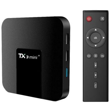 Mini PC Tv Box Techstar® TX3 Mini+, Procesor Quad Core Amlogic S905X2, Android 11, UHD 4K, 2GB RAM, 16GB ROM, WiFi, Telecomanda