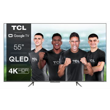 Televizor QLED TCL 55C635, 139 cm, Smart Google TV, 4K Ultra HD, Clasa F