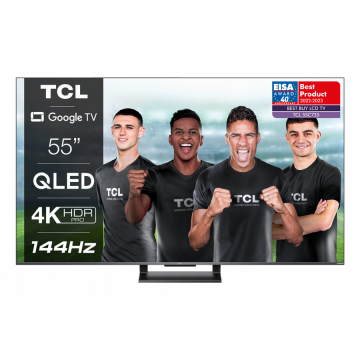 Televizor QLED TCL 55C735, 139 cm, Smart Google TV, 4K Ultra HD, 100hz, Clasa G