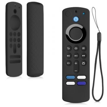 Husa pentru telecomanda Voice Remote 2021/Fire TV Stick 4K 2021, Kwmobile, Negru, Silicon, 58444.01