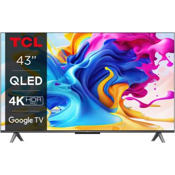 Televizor QLED TCL 43C645, 108 cm, Smart Google TV, 4K Ultra HD, Clasa G