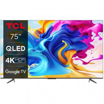 Televizor QLED TCL 75C645, 189 cm, Smart Google TV, 4K Ultra HD, Clasa G