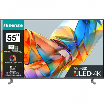 HISENSE Televizor HISENSE Mini-LED ULED 55U6KQ, 139 cm, Smart, 4K Ultra HD, Clasa F, Negru