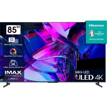 HISENSE Televizor HISENSE Mini-LED ULED 85U7KQ, 216 cm, Smart, 4K Ultra HD, 144 Hz, Negru