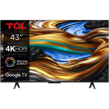 TCL Televizor TCL LED 43P755, 108 cm, Smart Google TV, 4K Ultra HD, Clasa F, Negru