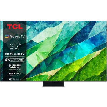 TCL Televizor TCL MiniLed 65C855, 164 cm, Smart Google TV, 4K Ultra HD, 100Hz, Clasa F, Negru