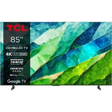 TCL Televizor TCL MiniLed 85C855, 214 cm, Smart Google TV, 4K Ultra HD, 100Hz, Clasa F