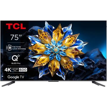 TCL Televizor TCL QLED 75C655 Pro, 189 cm, Smart Gloogle TV, 4k Ultra HD, Clasa F