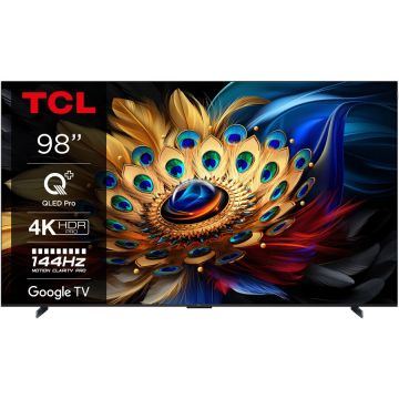 TCL Televizor TCL QLED 98C655, 248 cm, Smart Google TV, 4K Ultra HD, 100Hz, Clasa G, Negru