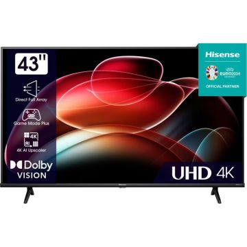 Televizor LED Hisense Smart TV 43A6K Seria A6K 108cm negru 4K UHD HDR