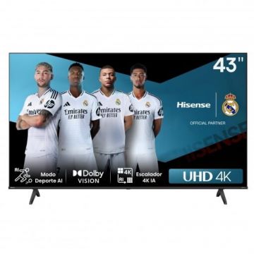 HISENSE Televizor LED Hisense 43A6N, 43, 4K UHD, Smart TV, Dolby Vision, Dolby MS12, gamă largă de culori, 3840×2160, Negru
