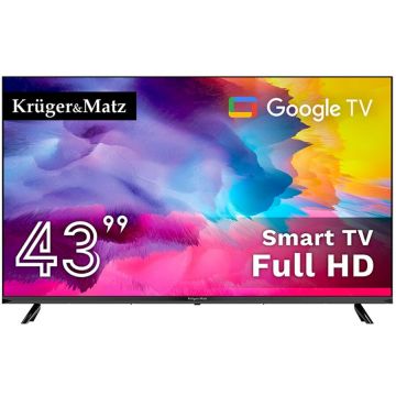 Kruger&Matz Televizor LED Krüger&Matz KM0243FHD-SA, 109 cm, 43, Full HD, Google Smart TV, 1920 x 1080 pixeli, Negru