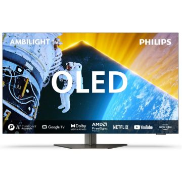 Philips Televizor Philips Ambilight tv OLED 48OLED819, 121 cm, Google TV, Ultra HD 4K, 100Hz, Clasa G, 3840 x 2160 pixeli, Negru Philips Televizor Philips Ambilight tv OLED 48OLED819, 121 cm, Google TV, Ultra HD 4K, 100Hz, Clasa G, 3840 x 2160 pixeli, Negru