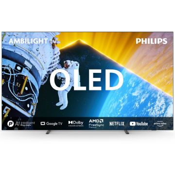 Philips Televizor Philips AMBILIGHT tv OLED 77OLED819, 194 cm, Google TV, Ultra HD 4K, 100Hz, Clasa F, Negru Philips Televizor Philips AMBILIGHT tv OLED 77OLED819, 194 cm, Google TV, Ultra HD 4K, 100Hz, Clasa F, Negru