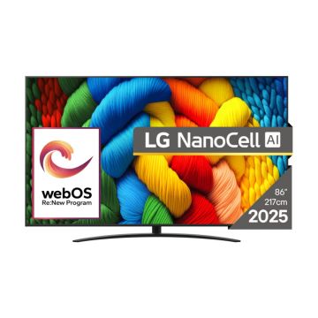 Televizor NanoCell Smart LG 86NANO81A3A, ULTRA HD 4K, HDR, 218 cm, Clasa F