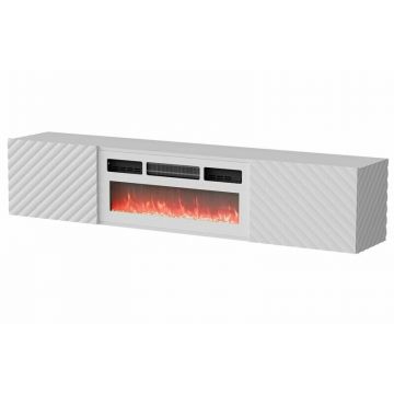 Cama MEBLE Comoda Cama Mable RTV Lara, 183x35x37, Alb mat cu Semineu Alb
