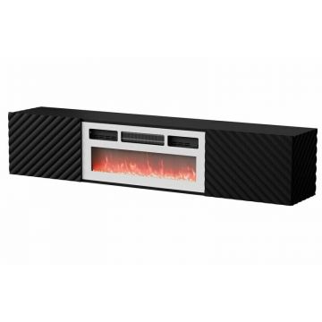 Cama MEBLE Comoda Cama Meble RTV Lara,183x35x37, Negru mat cu Semineu Alb