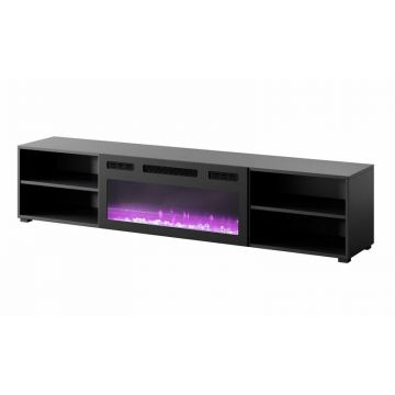 Cama MEBLE Comoda Cama Meble RTV Polo,180x33x39, PAL-MDF cu semineu electric Negru