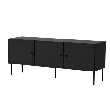 Cama MEBLE Comoda Cama Meble RTV, set Palazzo, 3 usi, 3 polite, 151x40x60 cm, Negru mat