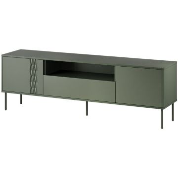 Cama MEBLE Comoda Cama Meble RTV Tresse, 3 usi, 1 raft, 180x40x54,5 cm, Verde