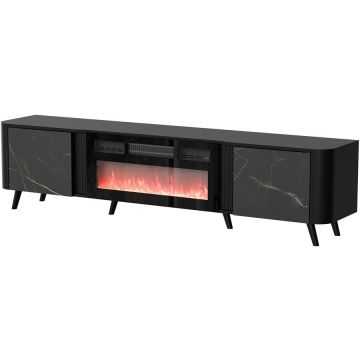 Cama MEBLE Comoda Cama Meble RTV Volare, 200x39x49 cm, PAL-MDF, cu semineu electric, Negru San Sebastian