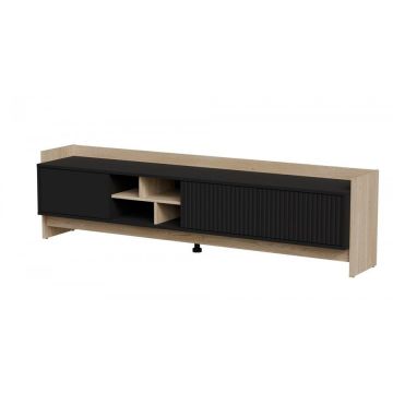 Cama MEBLE Comoda RTV Cama Meble Porto, 3 usi, 1 raft, 190x38x50cm, Bej-Negru