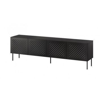 Cama MEBLE Comoda RTV Cama Meble SIENA 200x40x60 cm, 4 usi,set complet, Negru Mat