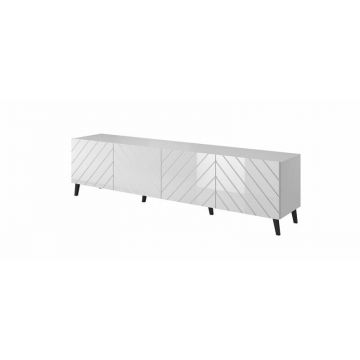Cama MEBLE Comoda TV Cama Meble Abeto, 200x42x52, PAL-MDF, Alb lucios