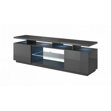 Cama MEBLE Comoda TV Cama Meble Eva, 180x40x56, PAL-MDF, Gri lucios