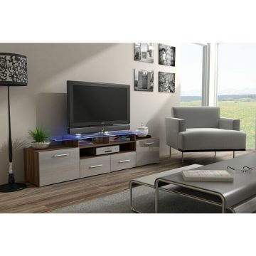 Cama MEBLE Comoda TV Cama Meble Evora 200, Lemn de Prun-Gri