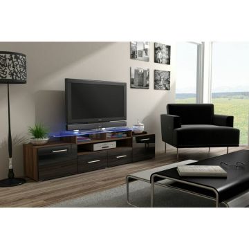 Cama MEBLE Comoda TV Cama Meble Evora 200, Lemn de Prun-Negru
