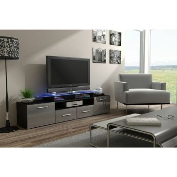 Cama MEBLE Comoda TV Cama Meble Evora 200, Wenge-Gri lucios