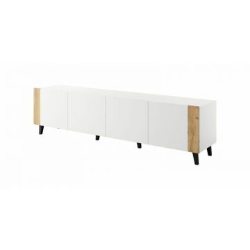 Cama MEBLE Comoda  TV Cama Meble Faro, 200x42x52 Alb-Stejar