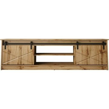 Cama MEBLE Comoda TV, Cama Meble, Granero, PAL-MDF, 35x56.7x200cm, Maro-Stejar