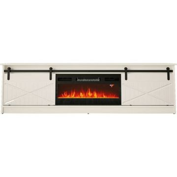 Cama MEBLE Comoda TV, Cama Meble Granero, PAL-MDF, 35x56.7x200cm, Semineu electric inclus, Alb