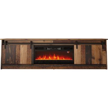 Cama MEBLE Comoda TV, Cama Meble Granero, PAL-MDF, 35x56.7x200cm, Semineu electric inclus, Maro