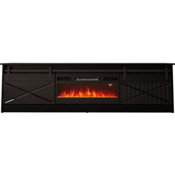 Cama MEBLE Comoda TV, Cama Meble Granero, PAL-MDF, 35x56.7x200cm, Semineu electric inclus, Negru