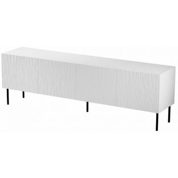 Cama MEBLE Comoda TV Cama Meble Jungle 190x40,5x59,5, PAL-MDF, Alb mat cu picoare negre