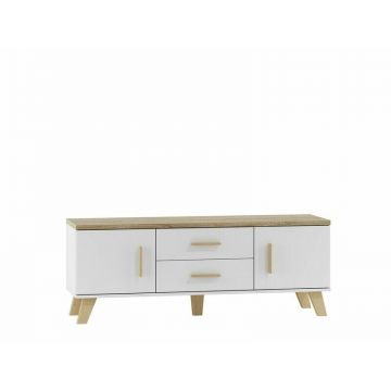 Cama MEBLE Comoda TV Cama Meble Lotta,140 cm , Alb-Bej