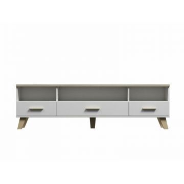 Cama MEBLE Comoda TV Cama Meble Lotta,180 cm, Alb-Stejar