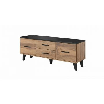 Cama MEBLE Comoda TV, Cama Meble Lotta, PAL, 40x53x140cm, Maro-Negru