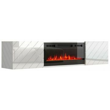 Cama MEBLE Comoda TV Cama Meble Luxe, 182,6x34,5x37,5. Alb cu semineu Negru Cama MEBLE Comoda TV Cama Meble Luxe, 182,6x34,5x37,5. Alb cu semineu Negru