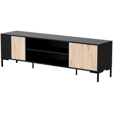 Cama MEBLE Comoda TV Cama Meble MERCI 400011, 3 usi, 180x40x53,5cm, Negru-Stejar