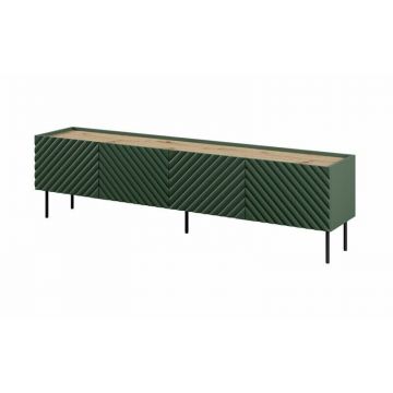 Cama MEBLE Comoda TV Cama Meble Onda, 4 usi, texturata, 200x40x54cm, PAL-MDF, Verde