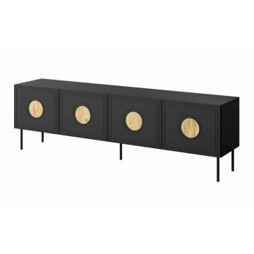 Cama MEBLE Comoda TV Cama Meble Palazzo, 200x42x60,  Negru - Stejar