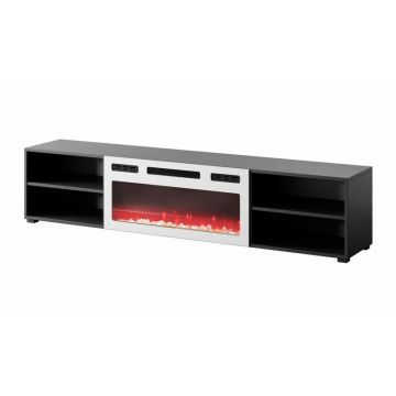 Cama MEBLE Comoda  TV Cama Meble Polo, 180x33x39 Negru cu semineu Alb